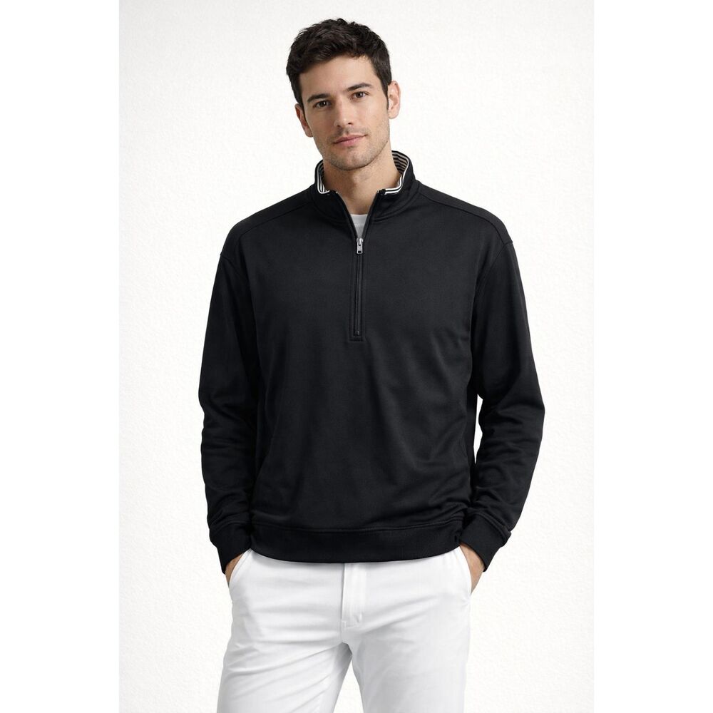FootJoy Half Zip Pullover Men's Medium Black Golf Athletic Layering Lightweight